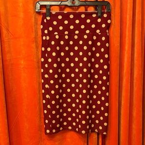 RockSteady Maroon/brown and gold Polka Dot Pencil Skirt